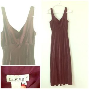 Burgundy Floor Length Sheath Gown